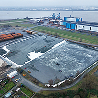 Lagerplatz für Monopiles Nordenham Mit Stabilenka bewehrte Fläche zur lagerung von Monopiles