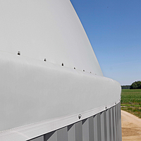 Clamping by means of stainless steel clamping ring on the tank crown Cogatec double membrane gas storage tank Clamping, stainless steel clamping ring, container crown, Cogatec double membrane gas storage tank