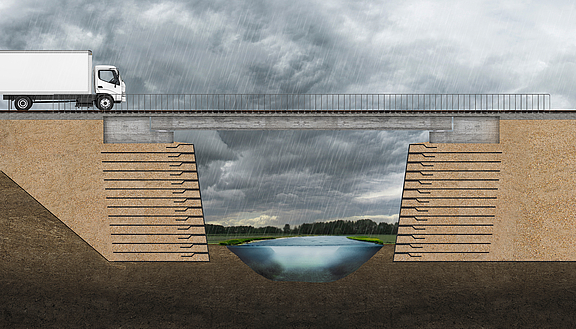 Bridge abutments made of geogrid-reinforced earth structures Geogrid reinforced earth structures for bridge abutments