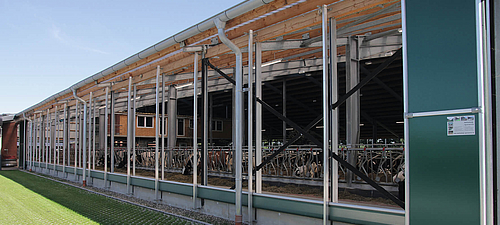 Winding ventilation in the dairy barn Open winding ventilation on a dairy barn