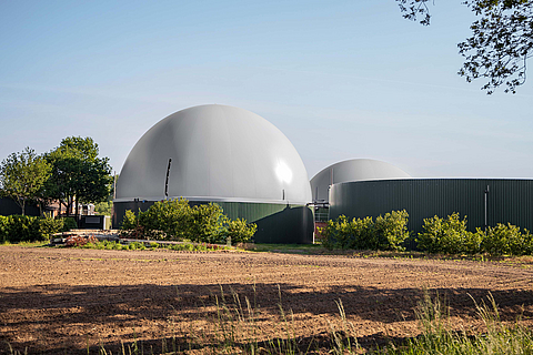 Cogatec double membrane gas holder Biogas roof for optimum storage volume with high-frequency welded polyester membranes
